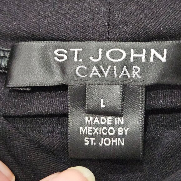 St. John Caviar Black Long-Sleeve Turtleneck Top Size Large Minimalism Old Money - Picture 8 of 8